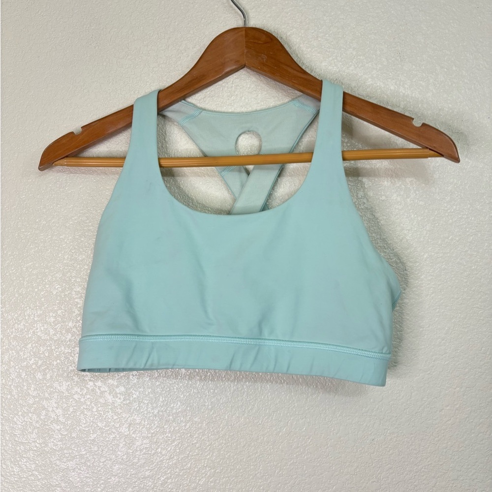 Lululemon Time To Sweat Bra Aquamarine Mint Blue Racerback Sports Bra Size 8 - Picture 5 of 12